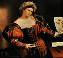 Лотто Лоренцо Портрет дамы в образе Лукреции