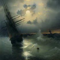 Айвазовский Парусник в бурном море при лунном свете