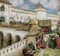 Васнецов Аполлинарий Книжные лавочки на Спасском мосту в XVII веке