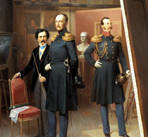 Виллевальде Николай I с цесаревичем Александром Николаевичем в мастерской художника в 1854 году