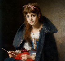 Девочка с вязаньем в руках