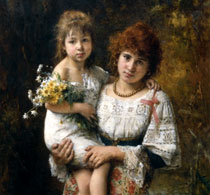 Мать с дочерью на руках