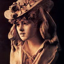 Скульптура модерна Девушка с розой на шляпе