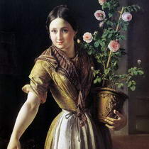 Тропинин Девушка с горшком роз