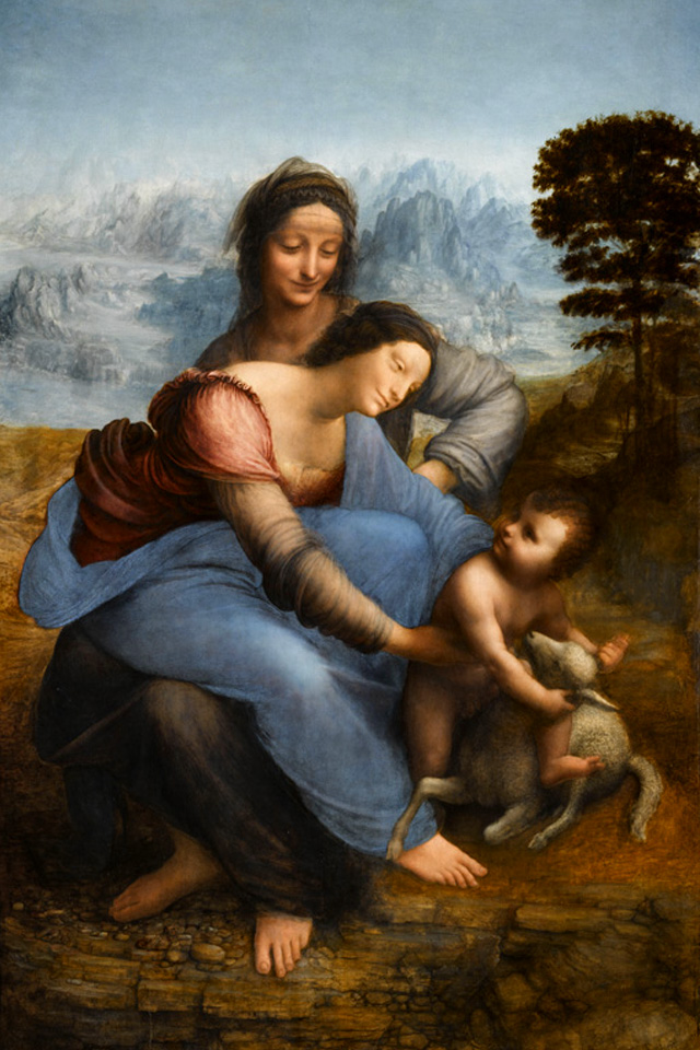Леонардо да Винчи Святая Анна и Мария с младенцем Христом