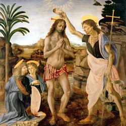 Верроккьо и Леонардо да Винчи Крещение Христа