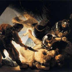 Рембрандт Ослепление Самсона филистимлянами