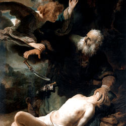 Рембрандт Авраам готовится принести в жертву сына Исаака