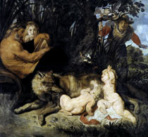 Рубенс Ромул и Рем с волчицей
