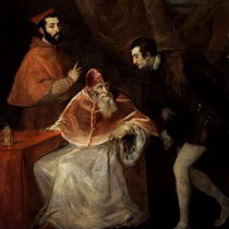 Тициан Папа Павел III с Алессандро и Оттавио Фарнезе