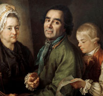 Дрождин Алексей Петрович Антропов с сыном перед портретом жены Елены Васильевны
