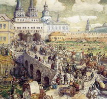 Васнецов Аполлинарий Уличное движение на Воскресенском мосту в XVIII веке