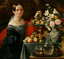 Хруцкий Портрет неизвестной с цветами и фруктами