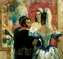 Ульянов Пушкин с женой перед зеркалом на придворном балу