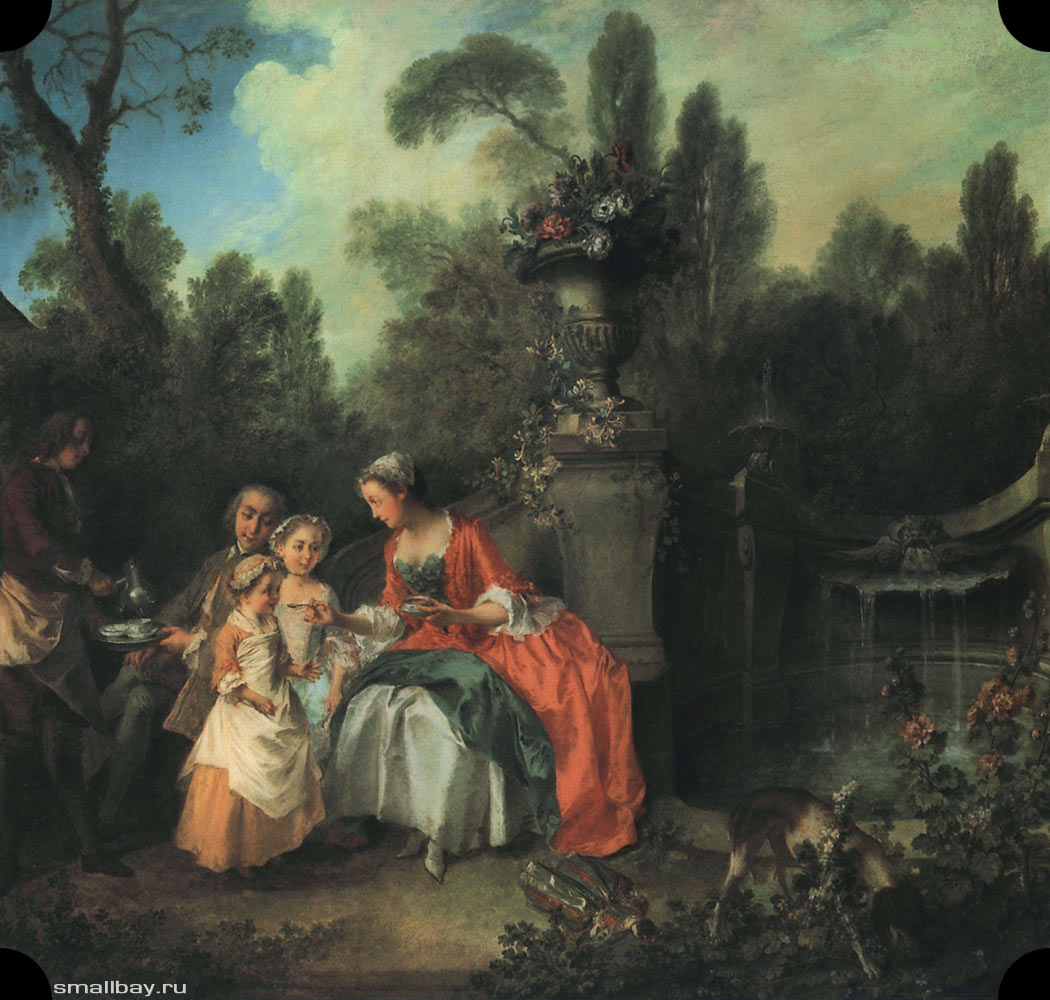 Ланкре Дама и кавалер с двумя девочками в саду