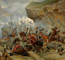 Мазуровский Атака Гвардейского польского уланского полка на испанскую батарею в сражении при Сомо-Сьерре 30 ноября 1808 года