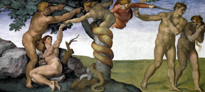 Микеланджело эскиз Грехопадение