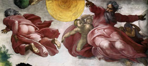 Микеланджело эскиз Сотворение Солнца, Луны и планет