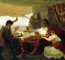 Загорский Давид играет на арфе перед Саулом